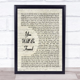 Malinda Kathleen Reese You Will Be Found Vintage Script Song Lyric Print