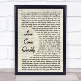 Pet Shop Boys Love Comes Quickly Vintage Script Song Lyric Print