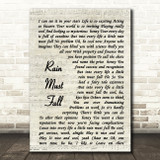 Queen Rain Must Fall Vintage Script Song Lyric Print