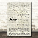 Rag'n'Bone Man Human Vintage Script Song Lyric Print