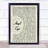 The Jeff Healey Band Angel Eyes Vintage Script Song Lyric Print