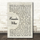 Alan Jackson Remember When Song Lyric Vintage Script Quote Print