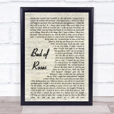 Bon Jovi Bed Of Roses Song Lyric Vintage Script Quote Print