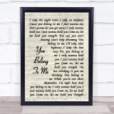 Bryan Adams You Belong To Me Song Lyric Vintage Script Quote Print