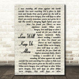 Eagles Love Will Keep Us Alive Song Lyric Vintage Script Quote Print