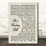 Eric Church Like A Wrecking Ball Song Lyric Vintage Script Quote Print