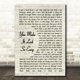 Eric Church You Make It Look So Easy Song Lyric Vintage Script Quote Print