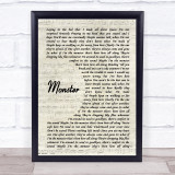 Gabbie Hanna Monster Song Lyric Vintage Script Quote Print