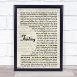 George Michael Fantasy Song Lyric Vintage Script Quote Print