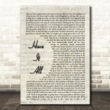 Jason Mraz Have It All Song Lyric Vintage Script Quote Print