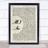 Jess Glynne All I Am Song Lyric Vintage Script Quote Print