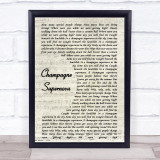 Oasis Champagne Supernova Song Lyric Vintage Script Quote Print