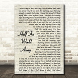 Oasis Half The World Away Song Lyric Vintage Script Quote Print