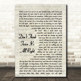 Don't Think Twice It's All Right Bob Dylan Script Quote Song Lyric Print