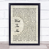 Roger Waters Wait For Her Song Lyric Vintage Script Quote Print