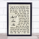 The Beatles And I Love Her Song Lyric Vintage Script Quote Print