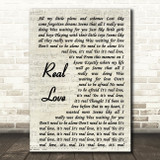 The Beatles Real Love Song Lyric Vintage Script Quote Print