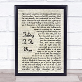 Bruno Mars Talking To The Moon Vintage Script Song Lyric Print
