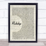 Clean Bandit Rockabye Vintage Script Song Lyric Print