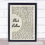 Goo Goo Dolls Black Balloon Vintage Script Song Lyric Print