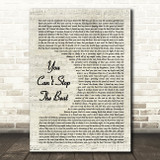 Hairspray You Can't Stop The Beat Vintage Script Song Lyric Print