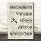 Incubus Dig Vintage Script Song Lyric Print