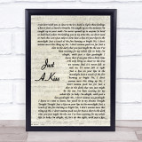 Lady Antebellum Just A Kiss Vintage Script Song Lyric Print