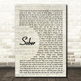 P!nk Sober Vintage Script Song Lyric Print