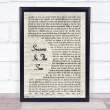 Westlife Seasons In The Sun Song Lyric Vintage Script Quote Print