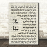 Ruth-Anne Cunningham The Vow Vintage Script Song Lyric Music Art Print