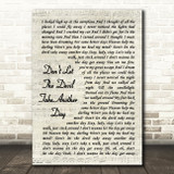Stereophonics Don't Let The Devil Take Another Day Vintage Script Song Lyric Music Art Print