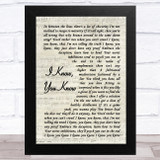 The Friendly Indians I Know, You Know Vintage Script Song Lyric Music Art Print