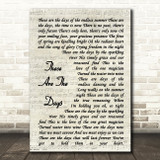 Van Morrison These Are The Days Vintage Script Song Lyric Music Art Print