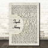 Van Morrison Tupelo Honey Vintage Script Song Lyric Music Art Print