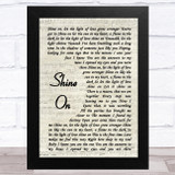 Degrees of Motion Shine On Vintage Script Song Lyric Music Art Print