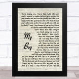 Elvis Presley My Boy Vintage Script Song Lyric Music Art Print