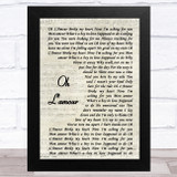 Erasure Oh L'amour Vintage Script Song Lyric Music Art Print