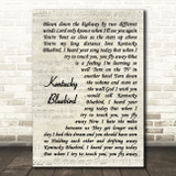 Keith Whitley Kentucky Bluebird Vintage Script Song Lyric Music Art Print