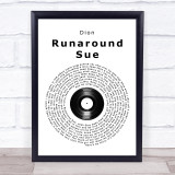 Dioin Runaround Sue Vinyl Record Song Lyric Print