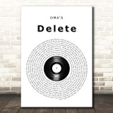 DMA'S Delete Vinyl Record Song Lyric Print