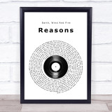 Earth, Wind And Fire Reasons Vinyl Record Song Lyric Print