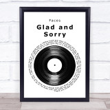 Faces Glad and Sorry Vinyl Record Song Lyric Print