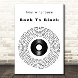 Amy Winehouse Back To Black Vinyl Record Song Lyric Print