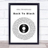 Amy Winehouse Back To Black Vinyl Record Song Lyric Print