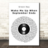 Green Day Wake Me Up When September Ends Vinyl Record Song Lyric Print