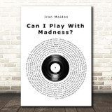 Iron Maiden Can I Play With Madness Vinyl Record Song Lyric Print