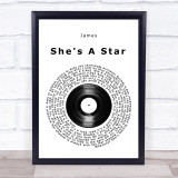 James She's A Star Vinyl Record Song Lyric Print