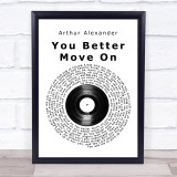 Arthur Alexander You Better Move On Vinyl Record Song Lyric Print