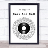 Led Zeppelin Rock And Roll Vinyl Record Song Lyric Print