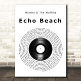 Martha & The Muffins Echo Beach Vinyl Record Song Lyric Print